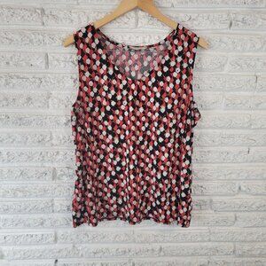 Soft by Avenue Women's 18/20 Plus Size Black Red Geometric V-Neck GEO134E